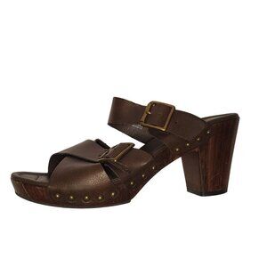 White Mountain Siesta Tan Leather Slip On Rivets Lightweight Clog Women's 8.5M